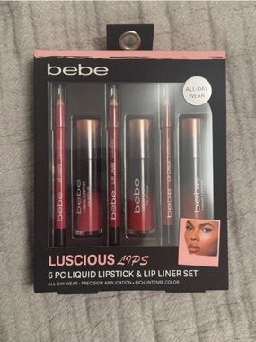 bebe Luscious Lips Trio - Pink and Red Lipsticks with Matching Liners